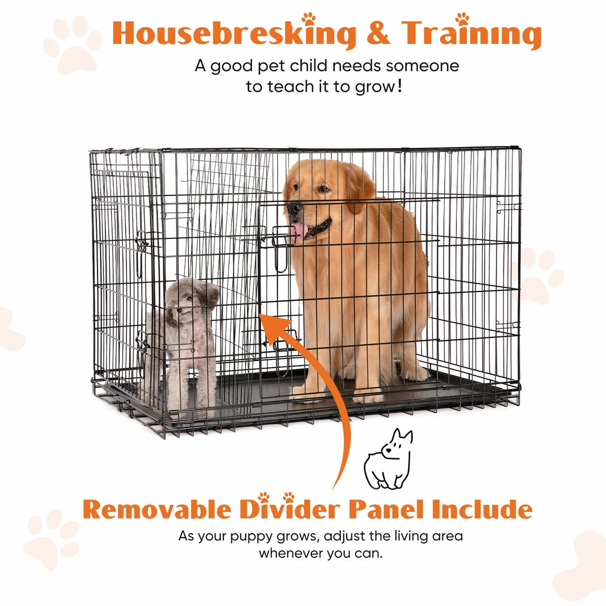 Jhk Heavy Duty Metal Wire Dog Kennel With Leak Proof Tray