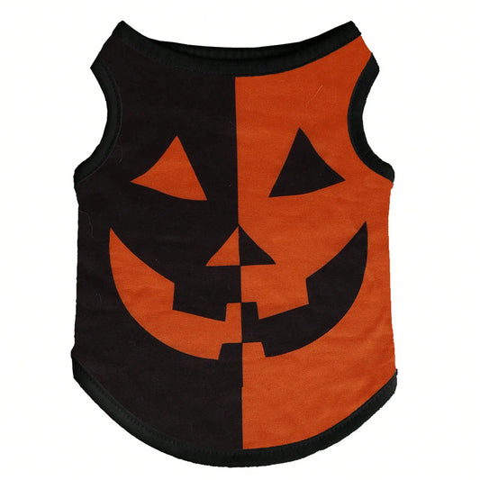 Funny Pumpkin Print Dog Shirt For Holiday Parties And Festivals