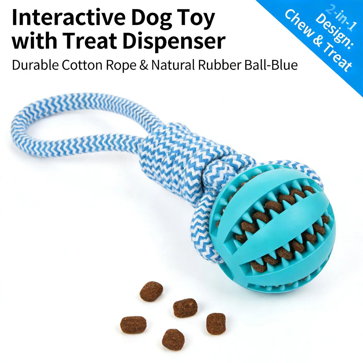 Rubber Dog Chew Toy With Treat Dispenser And Cotton Rope