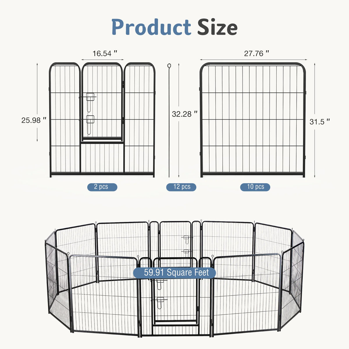 JHK Foldable Metal Dog Playpen For Pets And Puppies