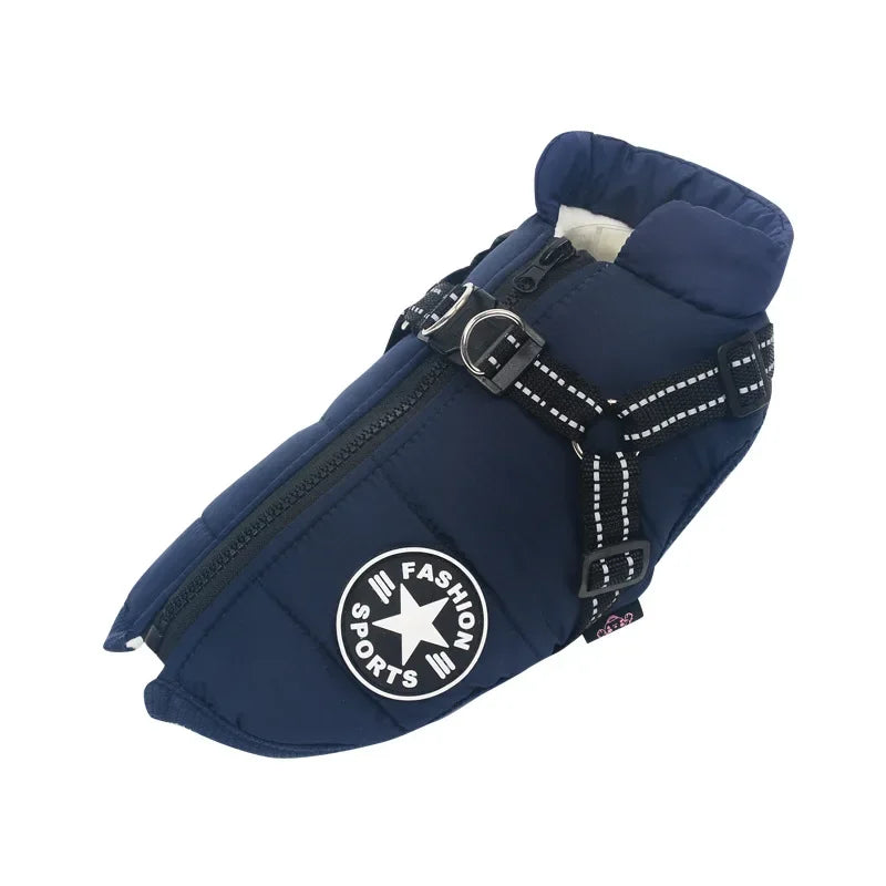 Waterproof Winter Dog Jacket With Built In Harness For Dogs