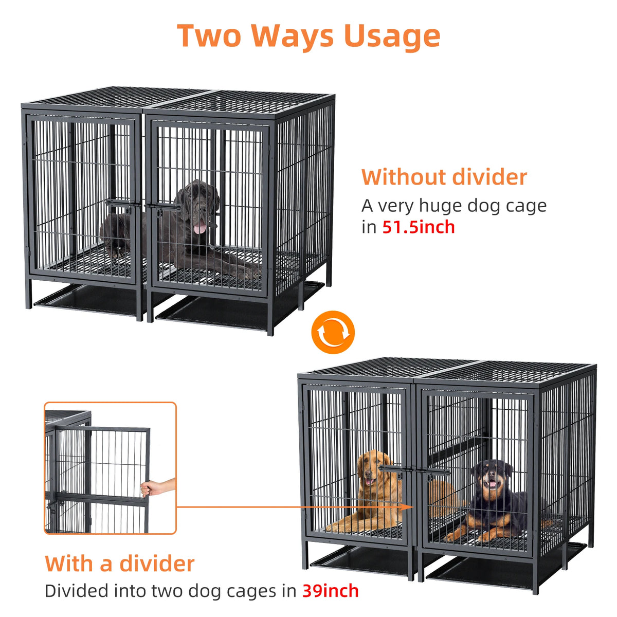 Bingopaw Heavy Duty Metal Dog Cage With Divider Playpen