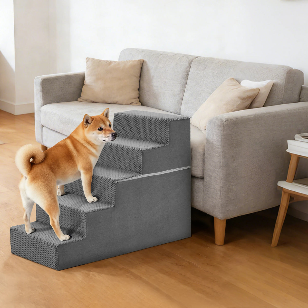 JHK Angled Foam Dog Stepping Ramp Featuring Non Slip Treads