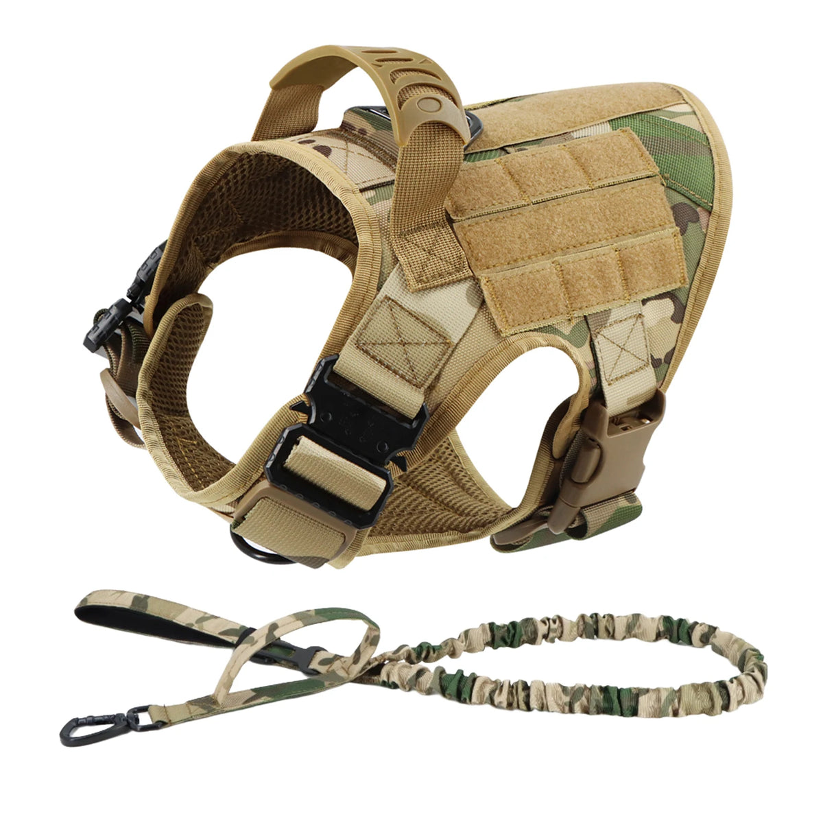 Petravel Tactical Dog Harness Leash Set With Quick Release Handle