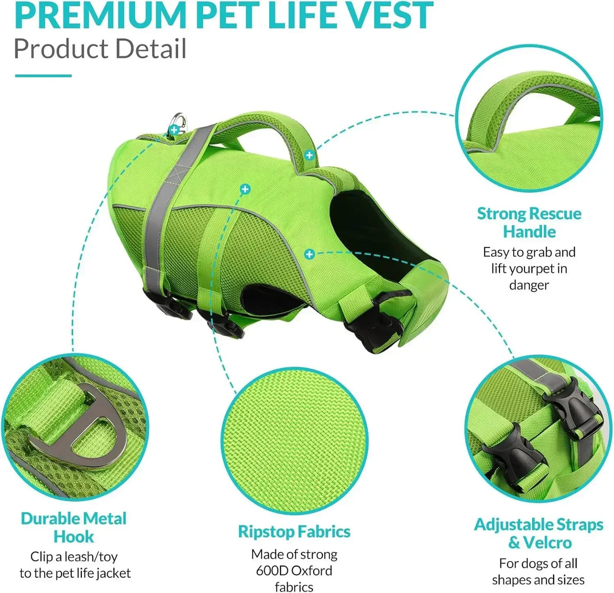 Bxx High Buoyancy Mesh Dog Life Jacket With Reflective Handle