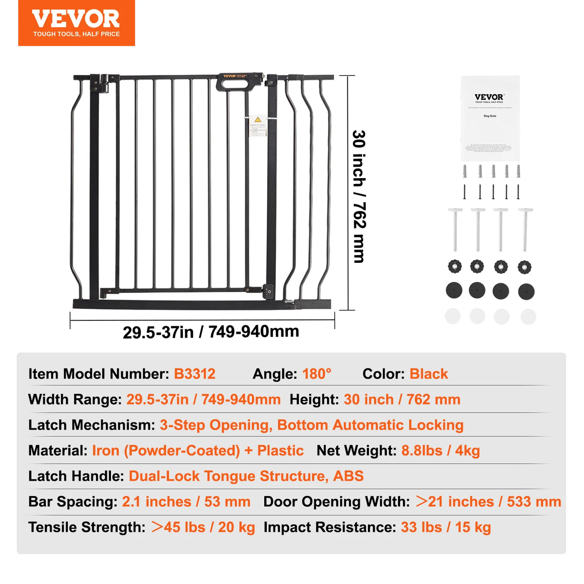 SucceBuy Pressure Mount Walk Thru Baby And Dog Safety Gate