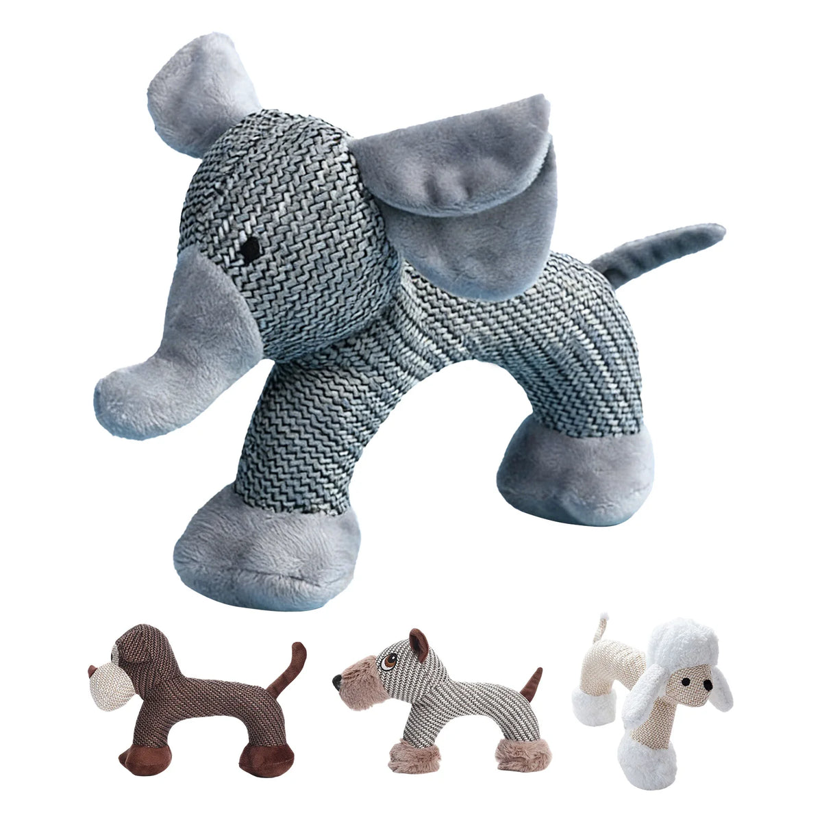 Interactive Squeaky Plush Puppy Chew Toy Featuring Animal Shapes