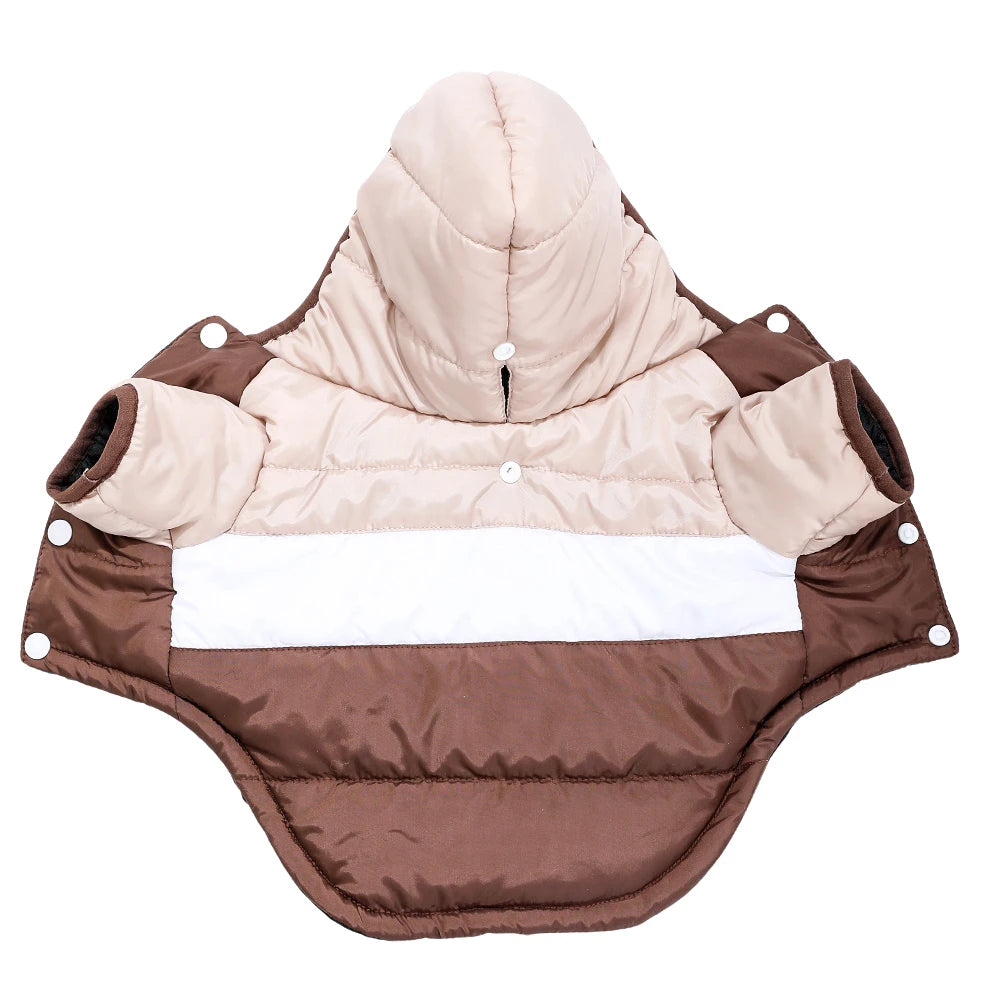 Winter Hooded Dog Coat With Warm Padding And Leash Hole