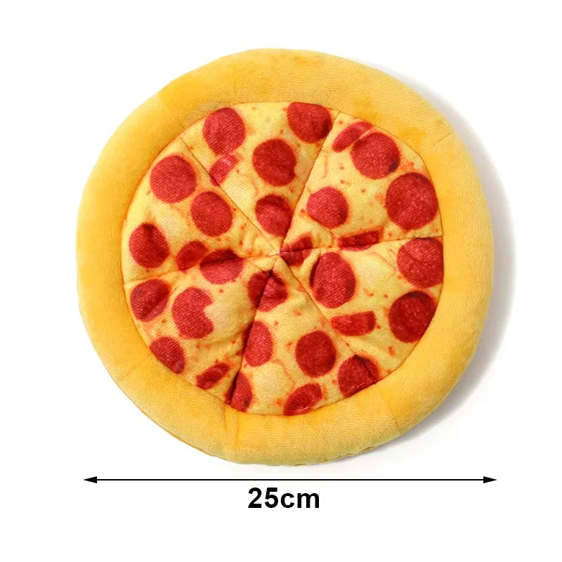 Squeaky Plush Pizza Dog Toy Soft Fleece Pet Chew Interactive
