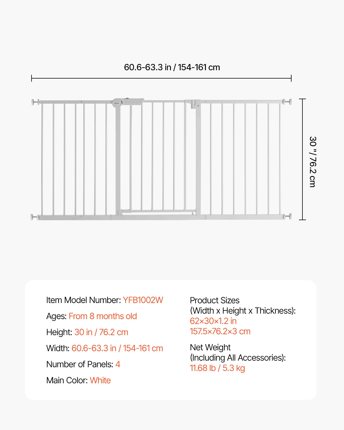 SucceBuy Pressure Mount Walk Thru Baby And Dog Safety Gate