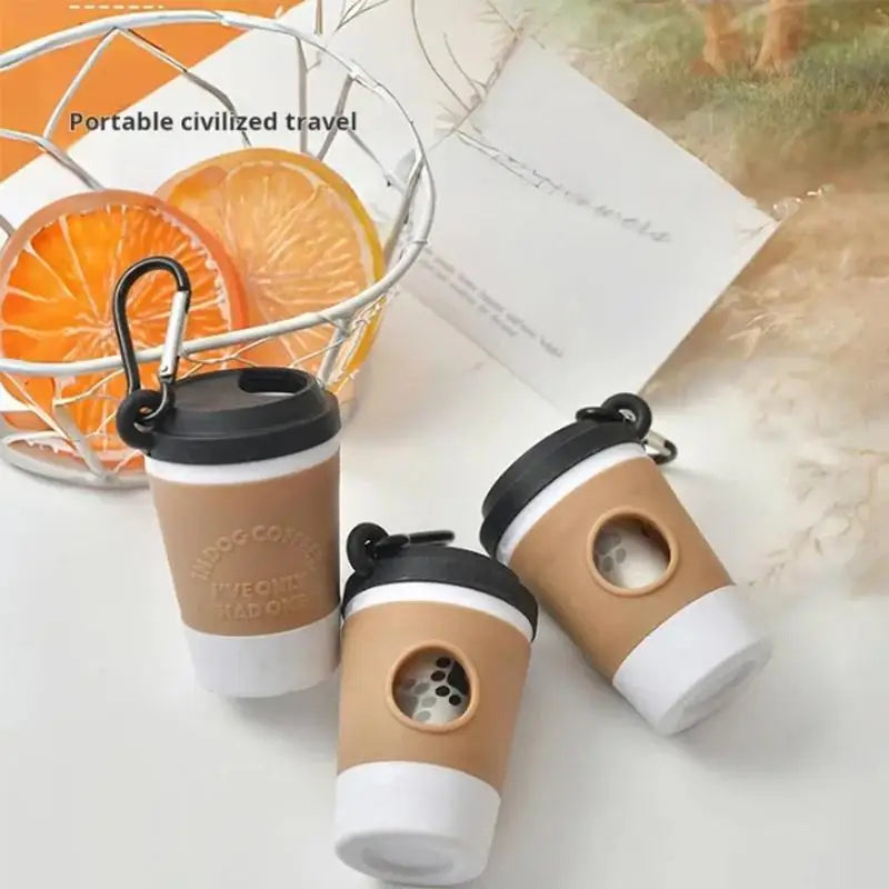 Portable Coffee Cup Dog Poop Bag Storage Dispenser For Walking