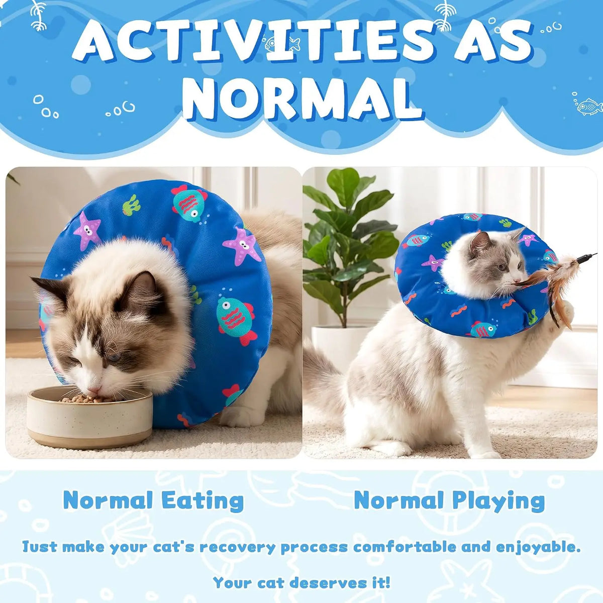 Soft Waterproof Cat Recovery Collar for Post Surgery Healing Support