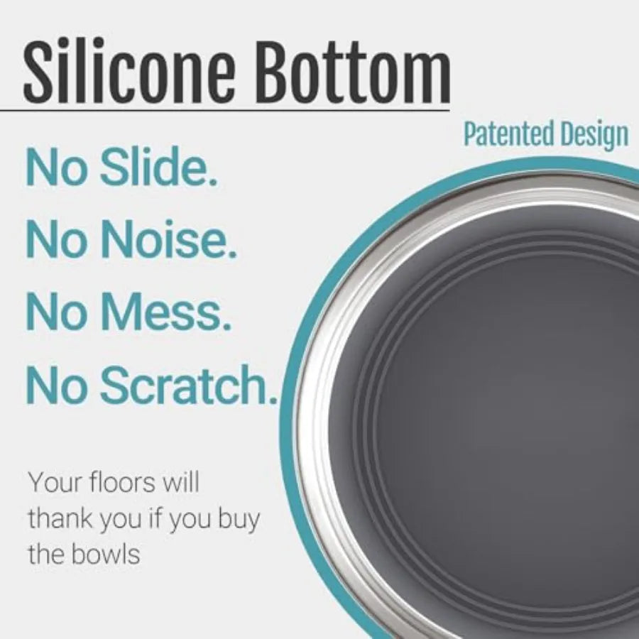 Non Slip Stainless Steel Dog Cat Bowls With Silicone Base