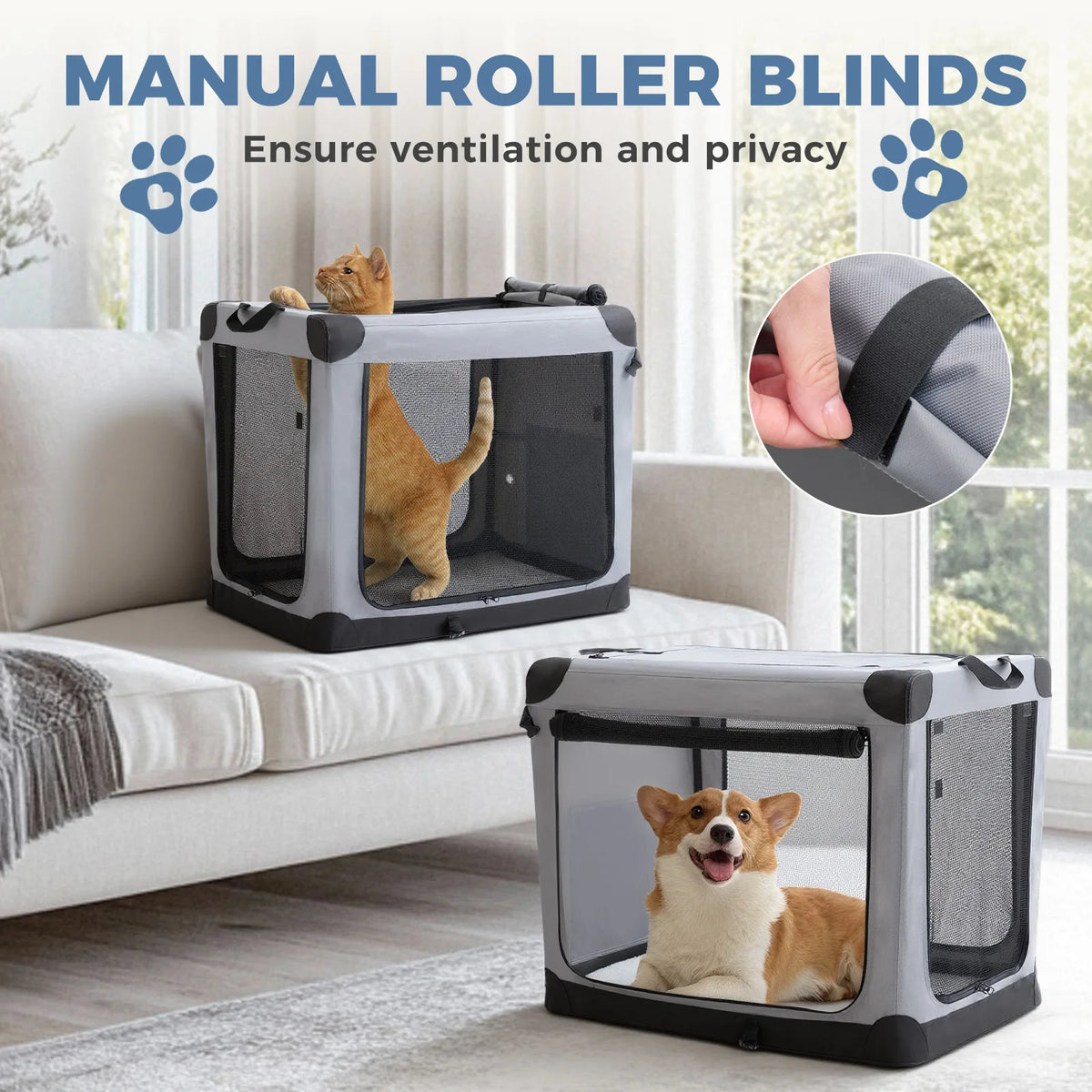 JHK Foldable Soft Dog Crate Portable Pet Kennel With Doors