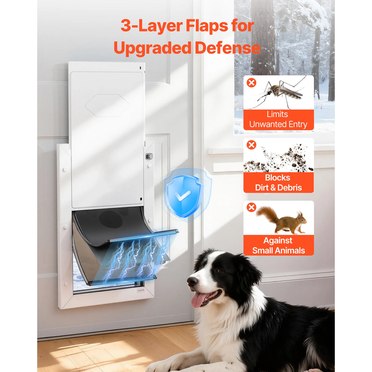 SucceBuy Weatherproof Metal Pet Door With Dual Magnetic Flaps