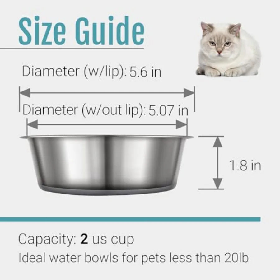 Non Slip Stainless Steel Dog Cat Bowls With Silicone Base