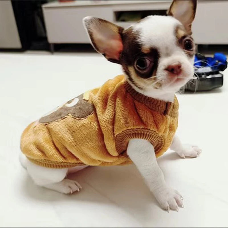 Warm Fleece Dog Sweater Featuring Cute Print For Pets