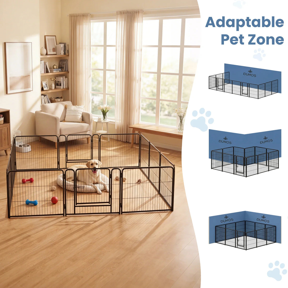 JHK Foldable Metal Dog Playpen For Pets And Puppies