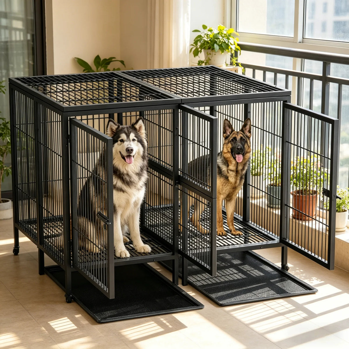 Bingopaw Heavy Duty Metal Dog Cage With Divider Playpen