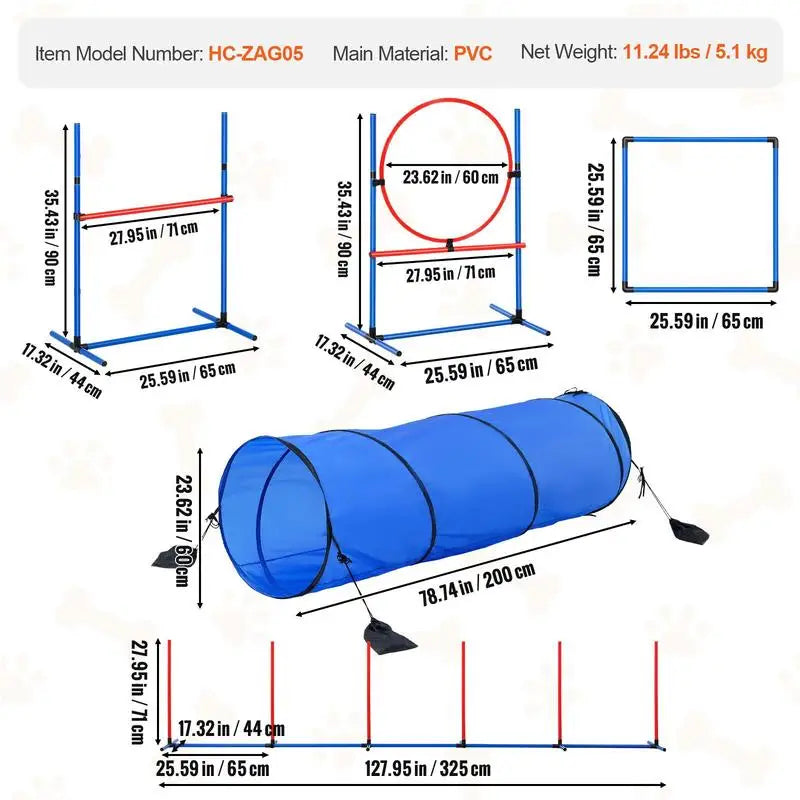 Comprehensive Dog Agility Training Obstacle Course Kit With Hurdles