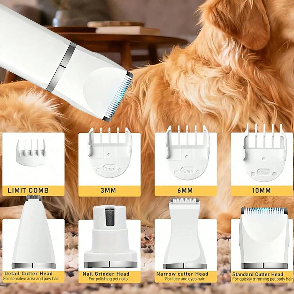 SHUYU 4-in-1 Rechargeable Pet Hair Clipper And Grooming Kit