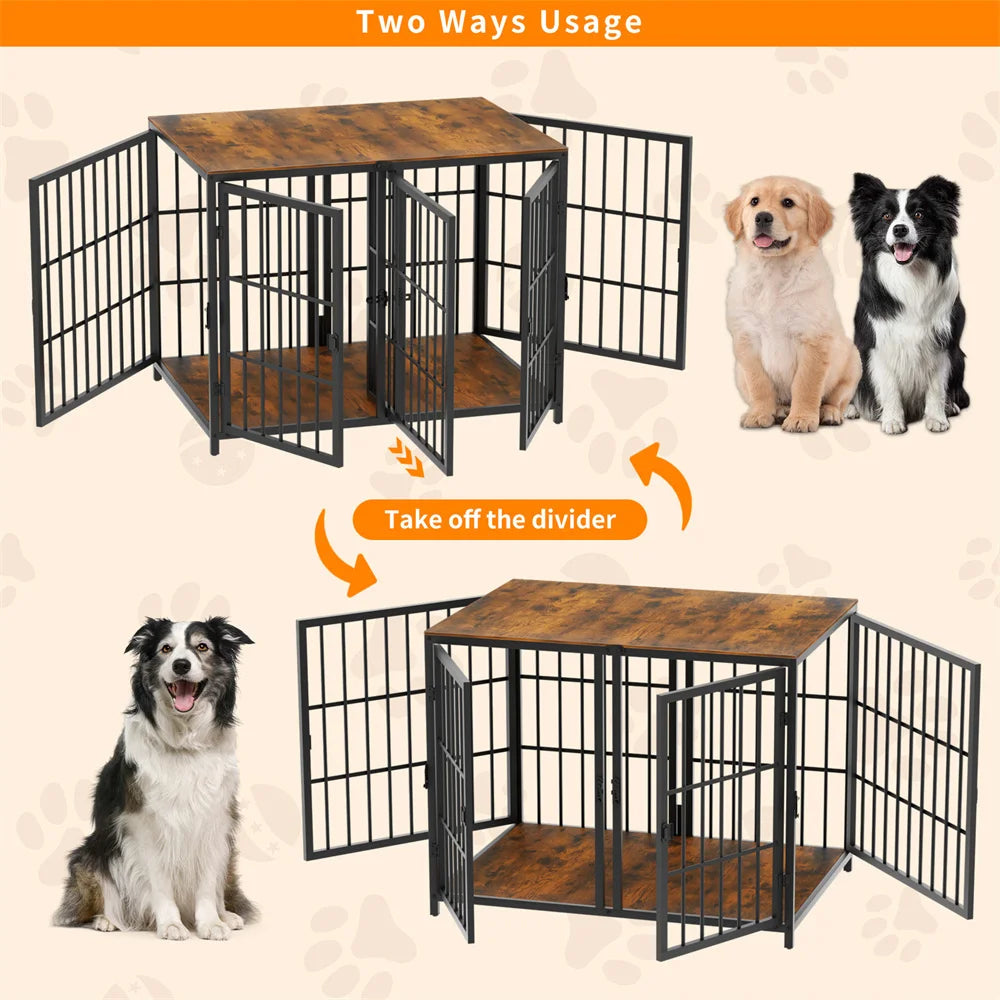 Borwart Furniture Style Dog Crate With Removable Divider And Doors