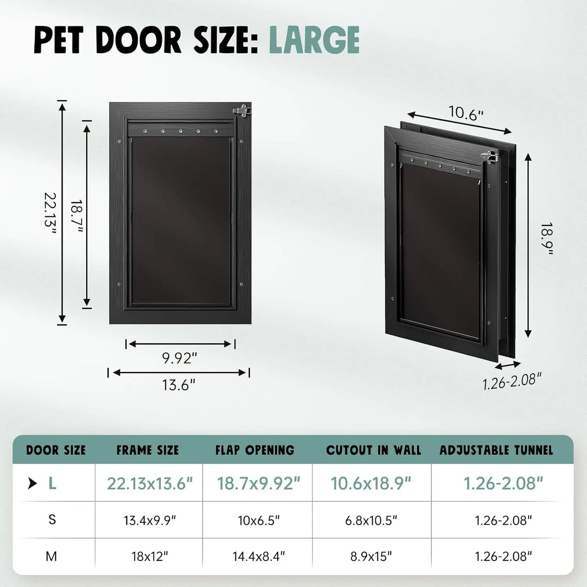 Heavy Duty Aluminum Dog Door With Insulated Triple Flap Design