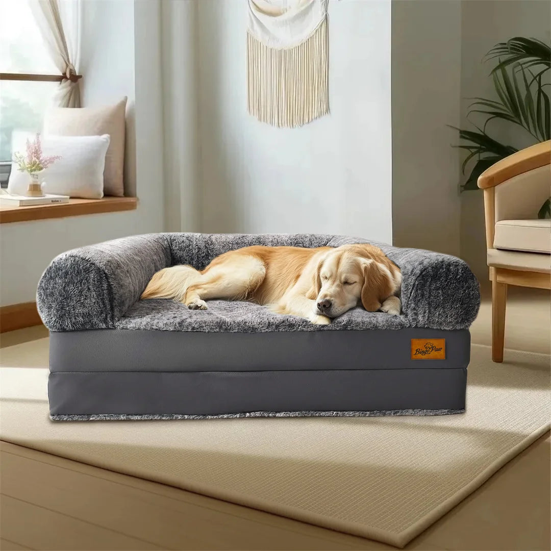 Bingopaw Foldable Giant Calming Dog Bed With Plush Orthopedic Cover