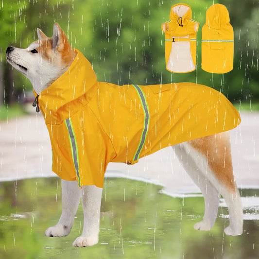 Reflective Hooded Dog Raincoat Cape Windproof Waterproof Pet Poncho