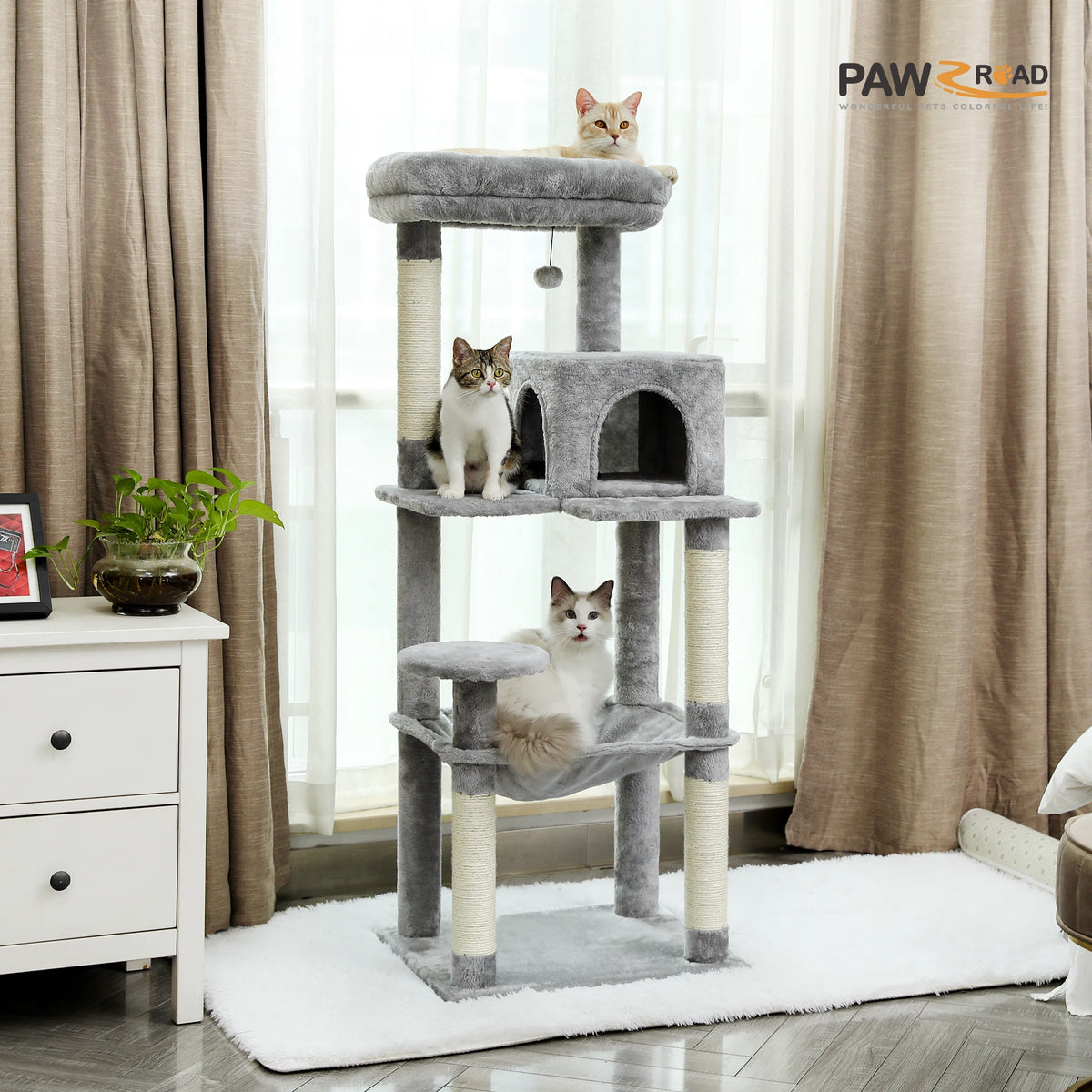 PAWZ Road Premium Indoor Cat Tree With Hammock And Condo
