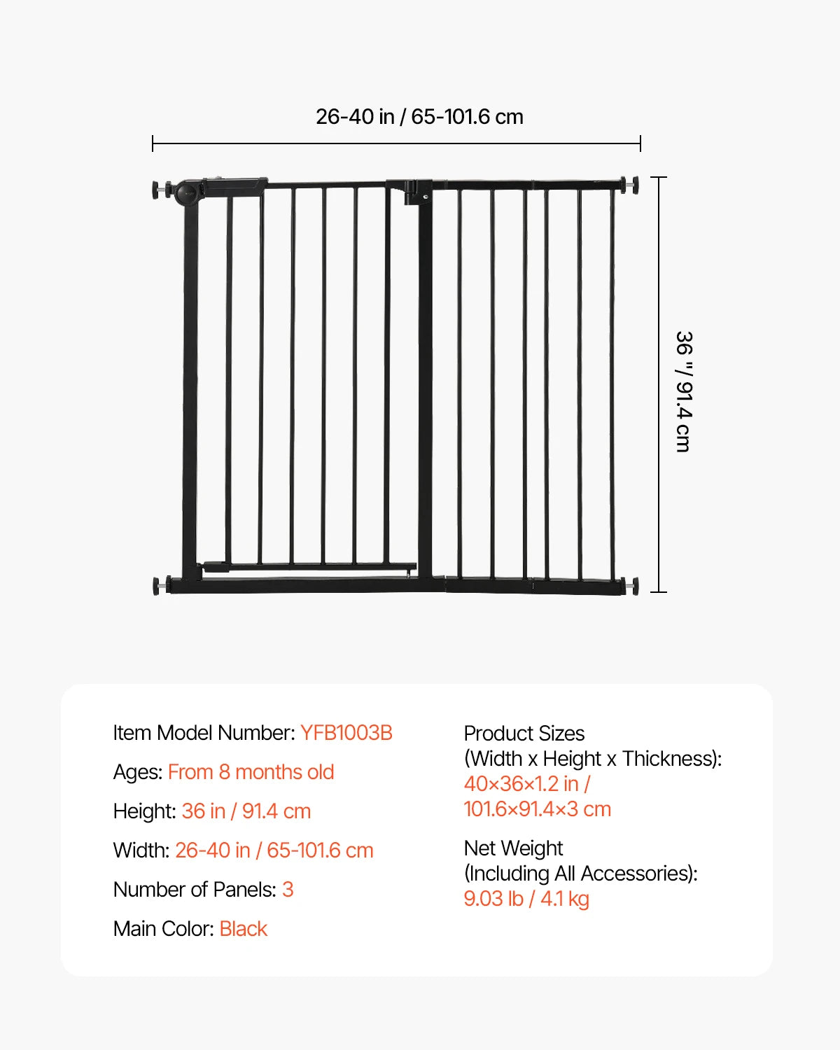 SucceBuy Pressure Mount Walk Thru Baby And Dog Safety Gate
