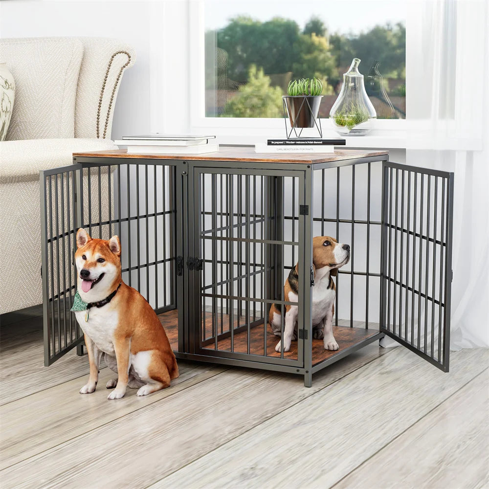 Borwart Furniture Style Dog Crate With Removable Divider And Doors