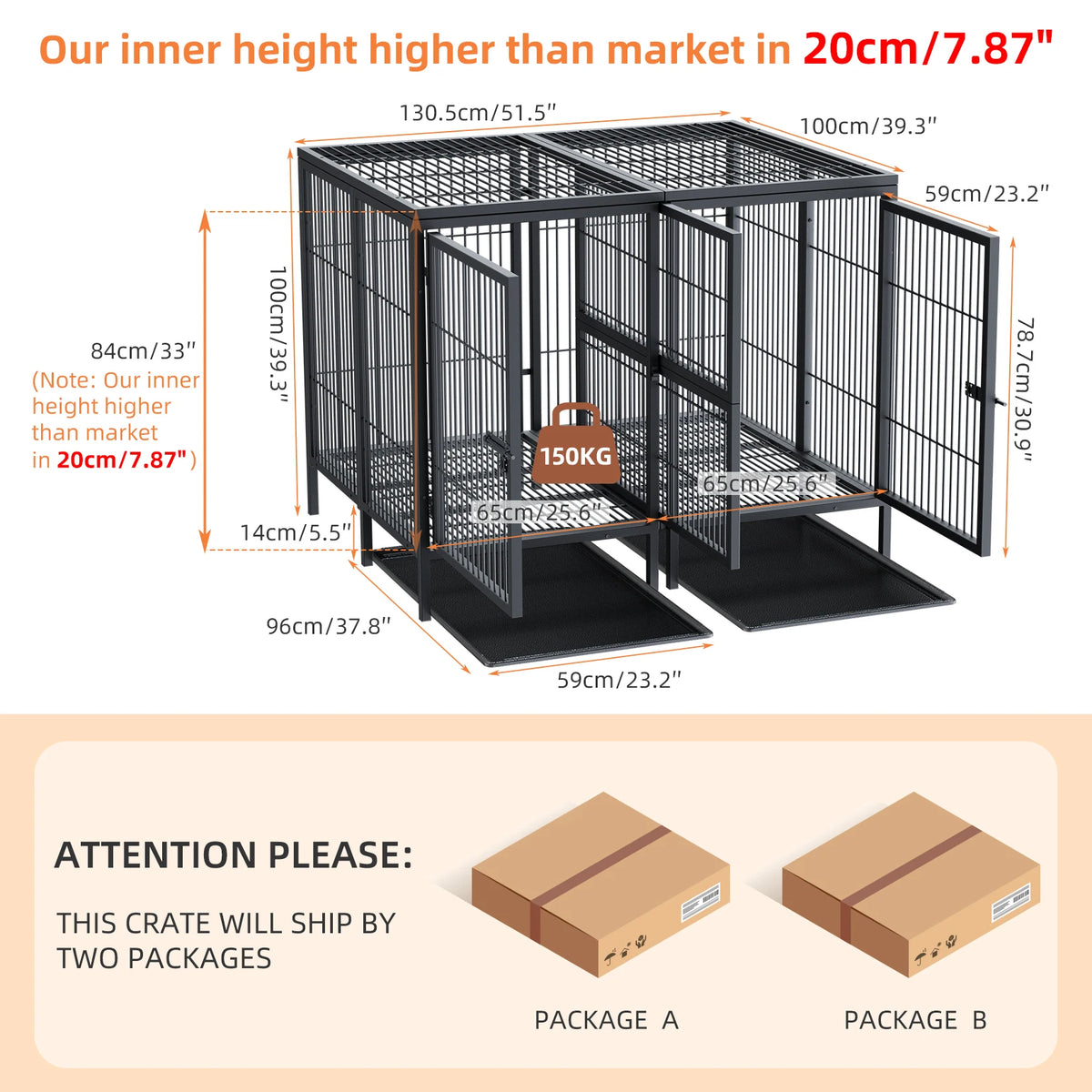 Bingopaw Heavy Duty Metal Dog Cage With Divider Playpen
