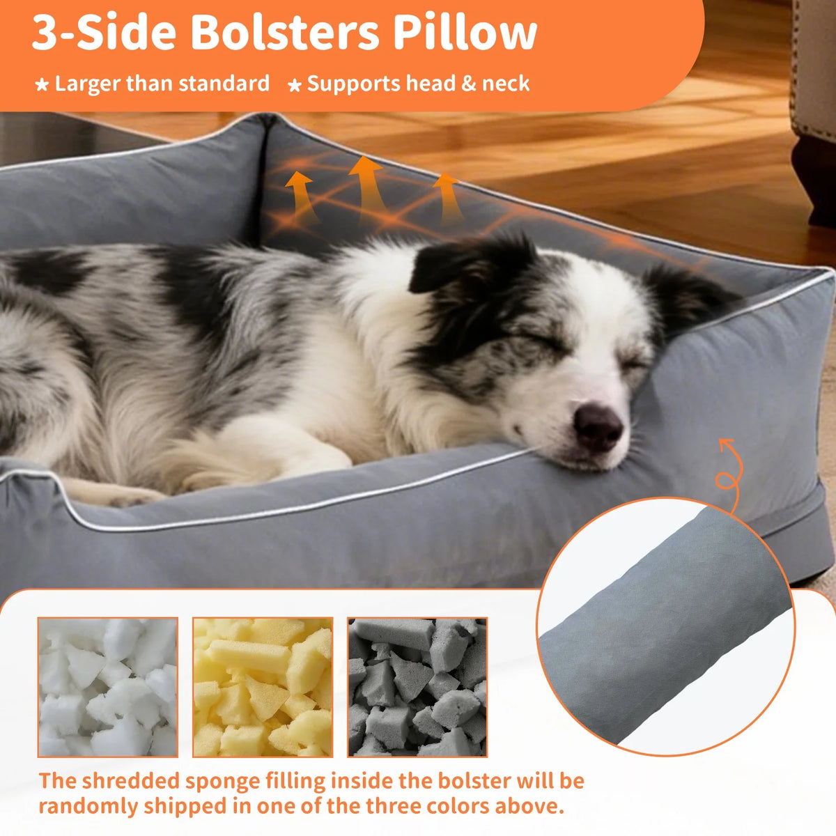 BINGOPAW Orthopedic Dog Bed With Washable Foam Bolster Cushion