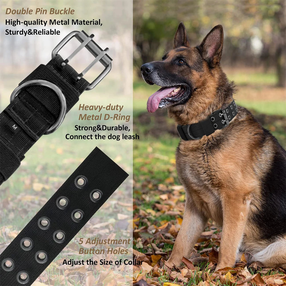 Durable Nylon Tactical Dog Collar For Outdoor Pet Training