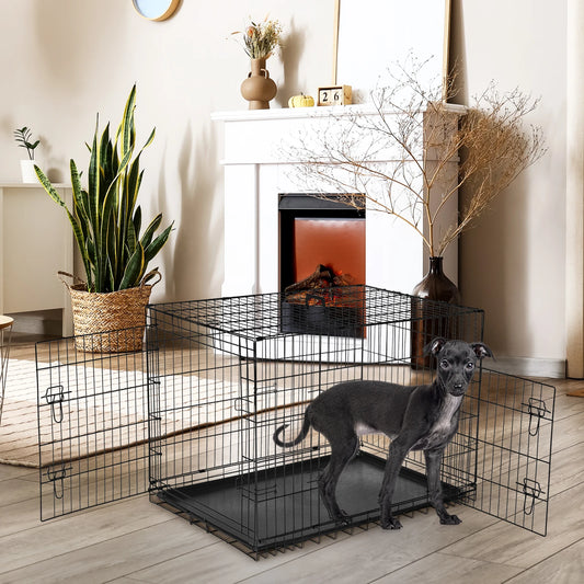 Jhk Heavy Duty Metal Wire Dog Kennel With Leak Proof Tray