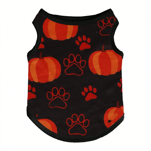 Funny Pumpkin Print Dog Costume Shirt for Holiday Parties