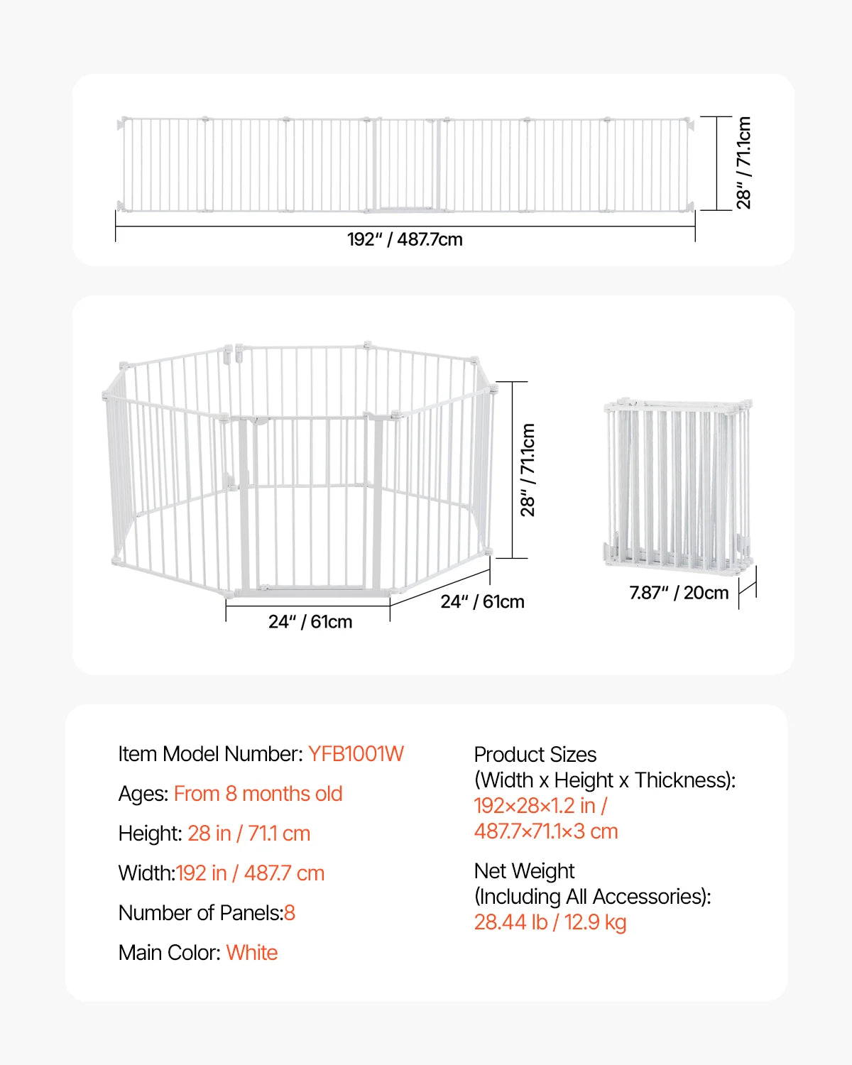 SucceBuy Pressure Mount Walk Thru Baby And Dog Safety Gate