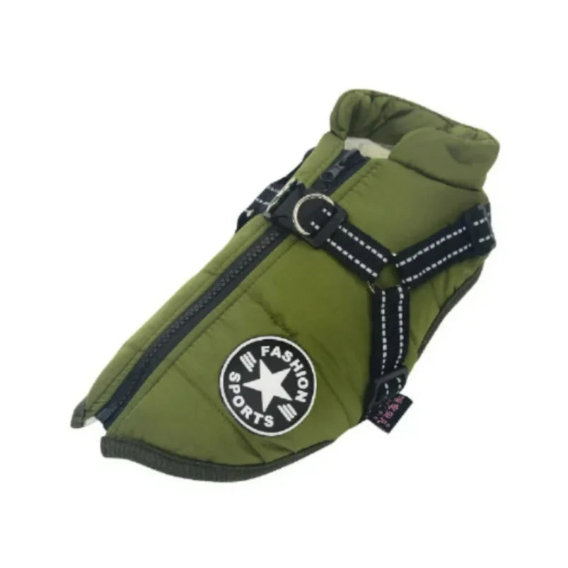 Waterproof Winter Dog Jacket With Built In Harness For Dogs