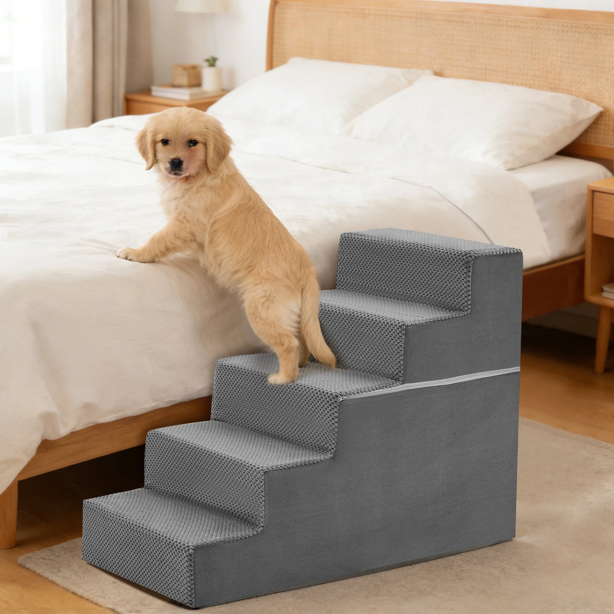 Right Angled Foam Pet Stairs Ramp For Indoor Dogs And Cats