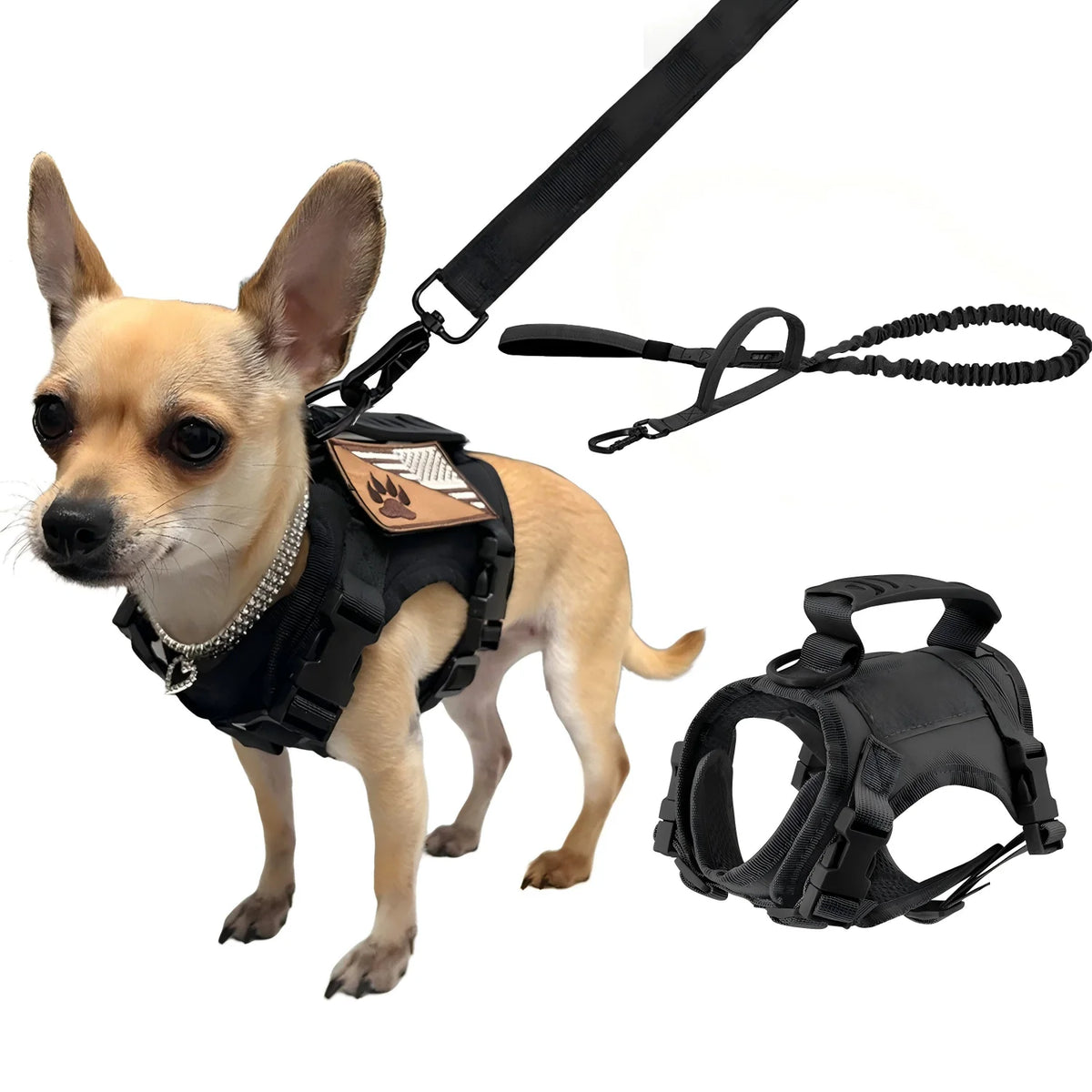Petavel Tactical Dog Harness And Leash Set Adjustable Nylon Vest
