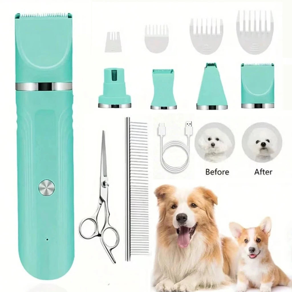 SHUYU 4-in-1 Rechargeable Pet Hair Clipper And Grooming Kit