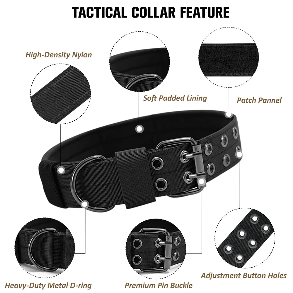 Durable Nylon Tactical Dog Collar For Outdoor Pet Training