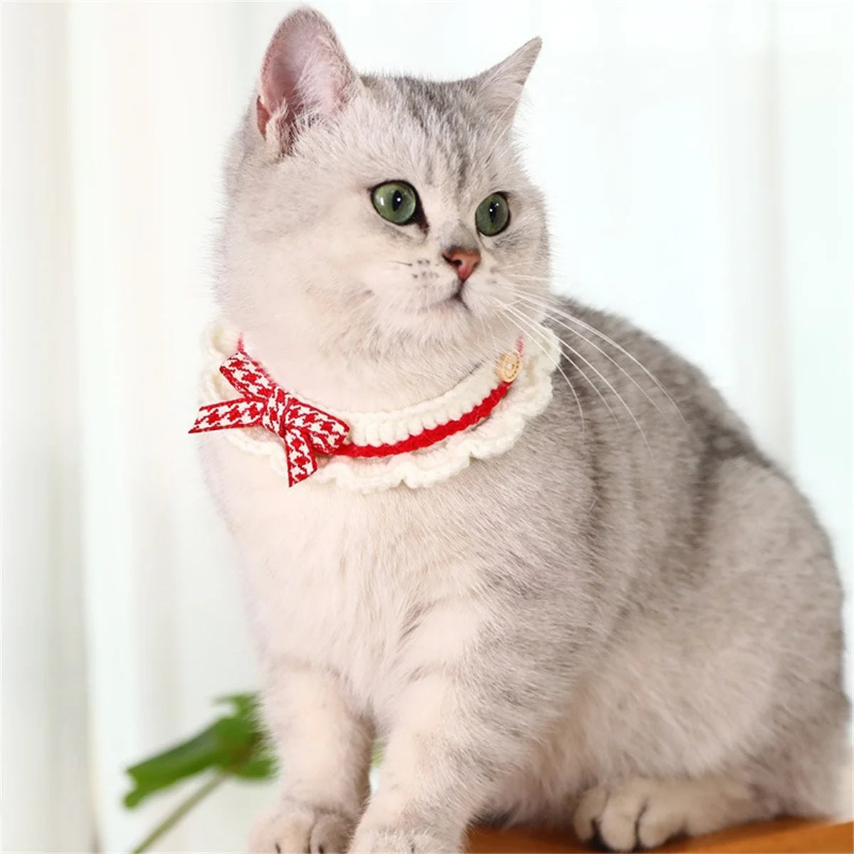 Adjustable Pet Saliva Towel Collar With Decorative Bow