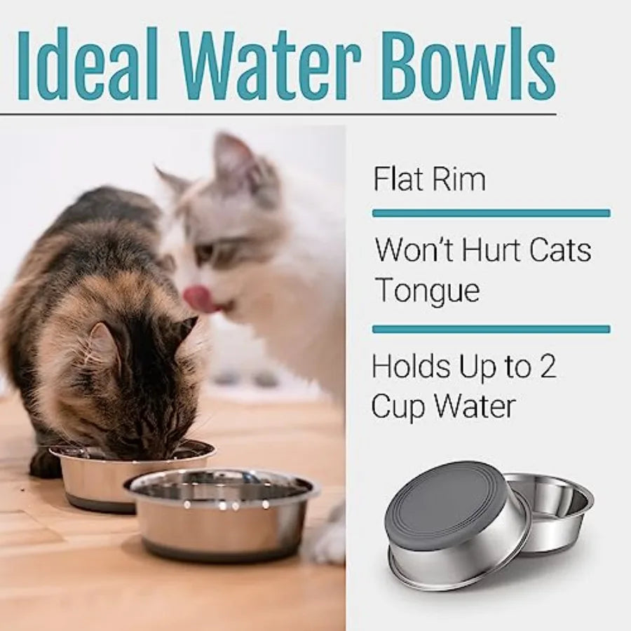 Non Slip Stainless Steel Dog Cat Bowls With Silicone Base