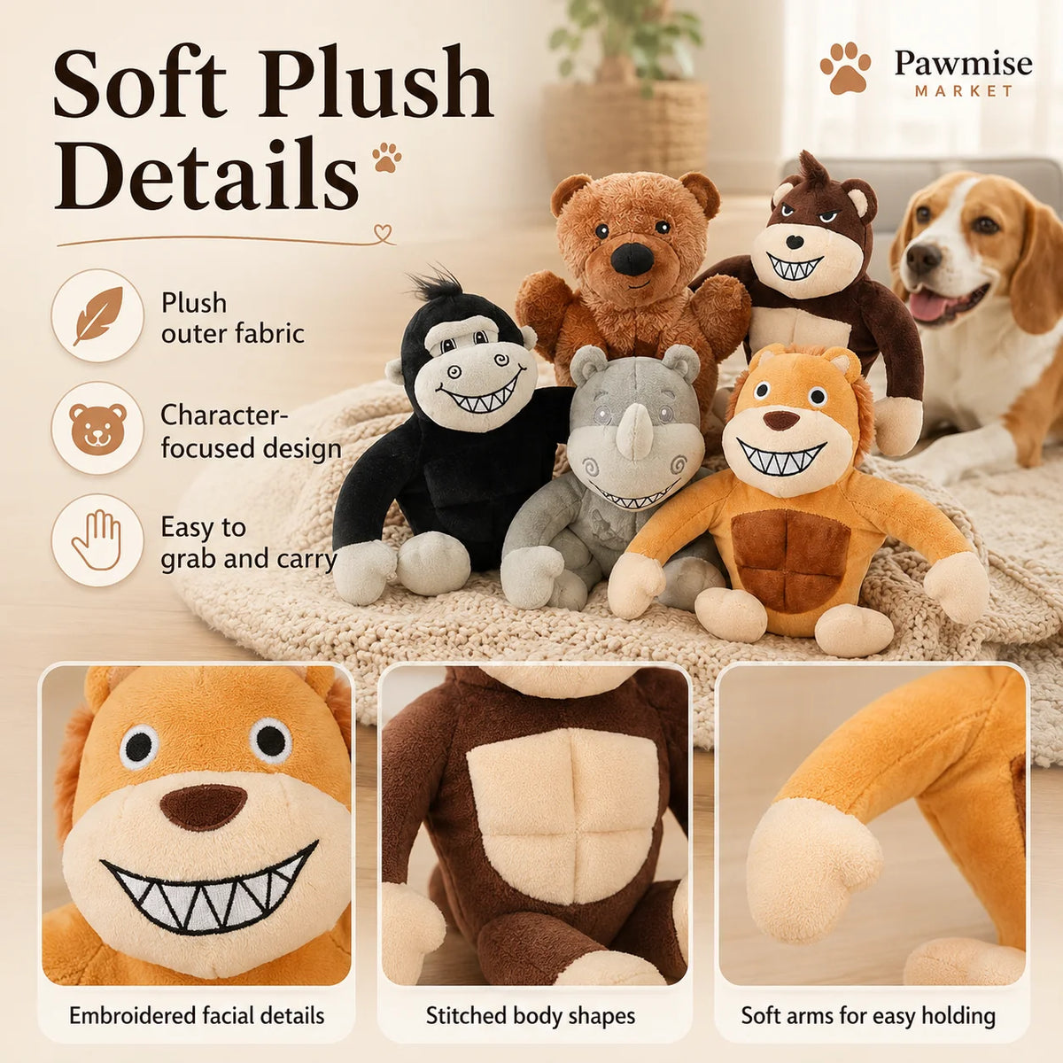 Premium Plush Squeaky Pet Toy Set For Dogs And Cats