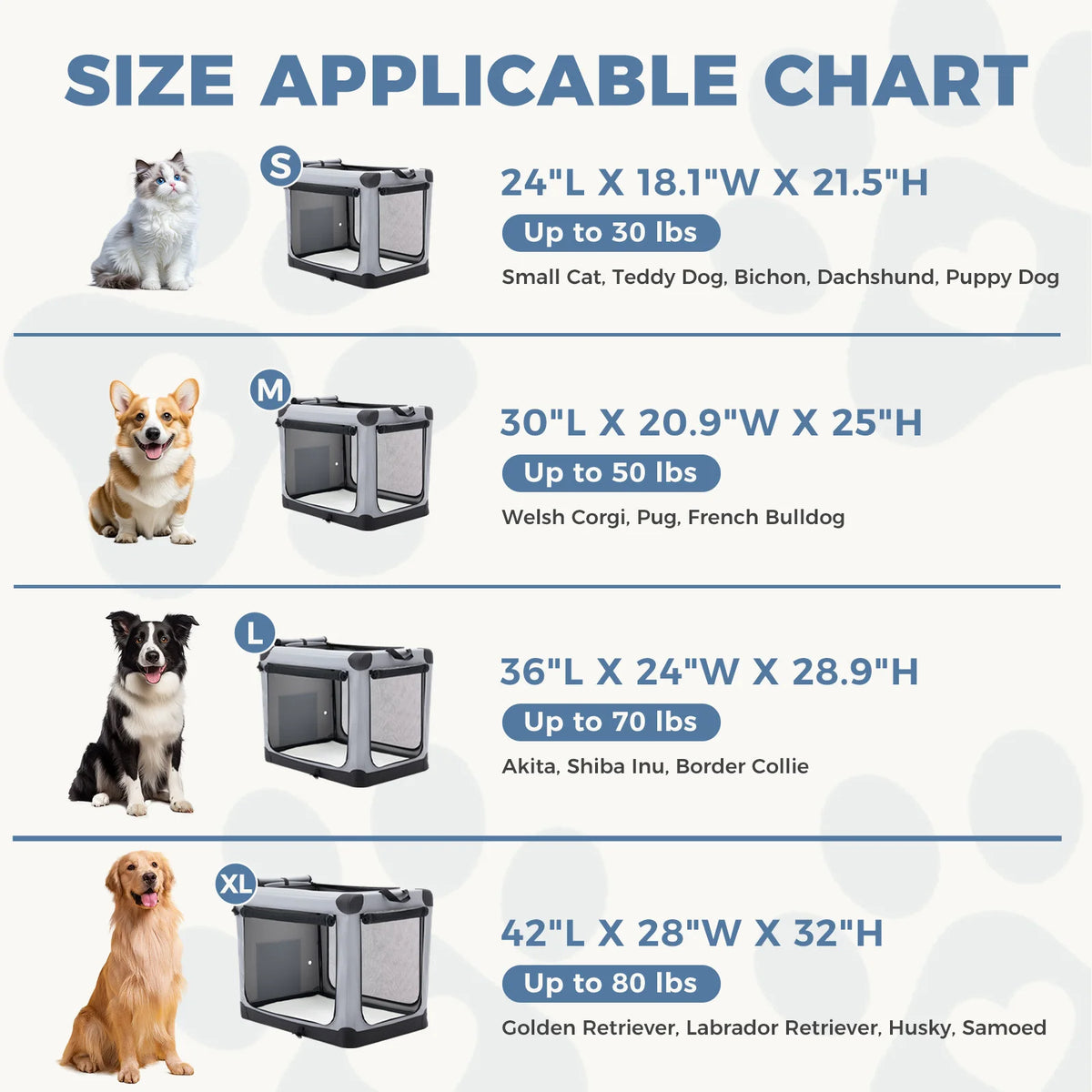 JHK Foldable Soft Dog Crate Portable Pet Kennel With Doors