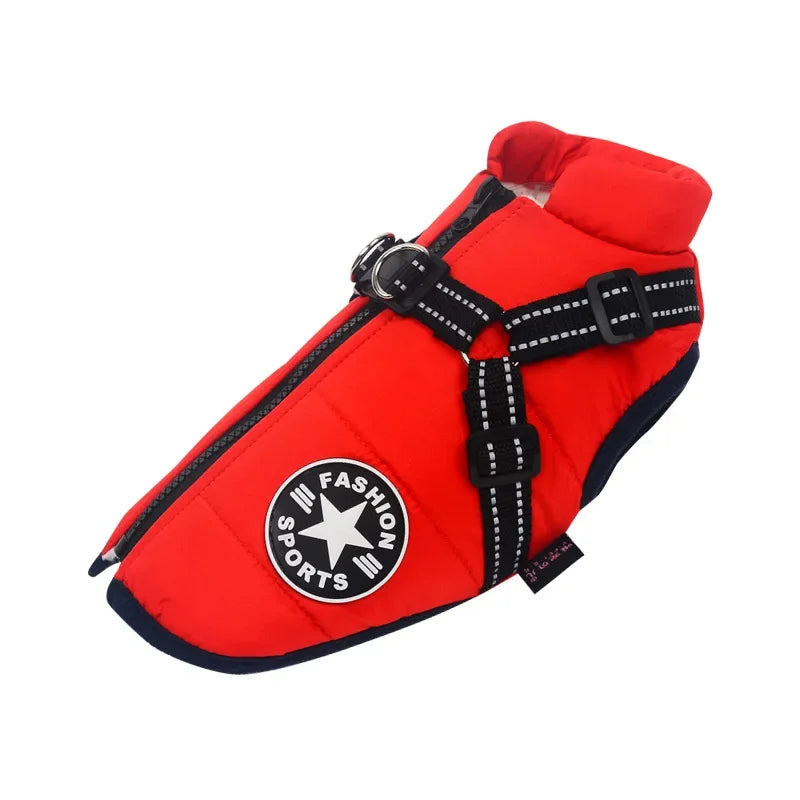 Waterproof Winter Dog Jacket With Built In Harness For Dogs