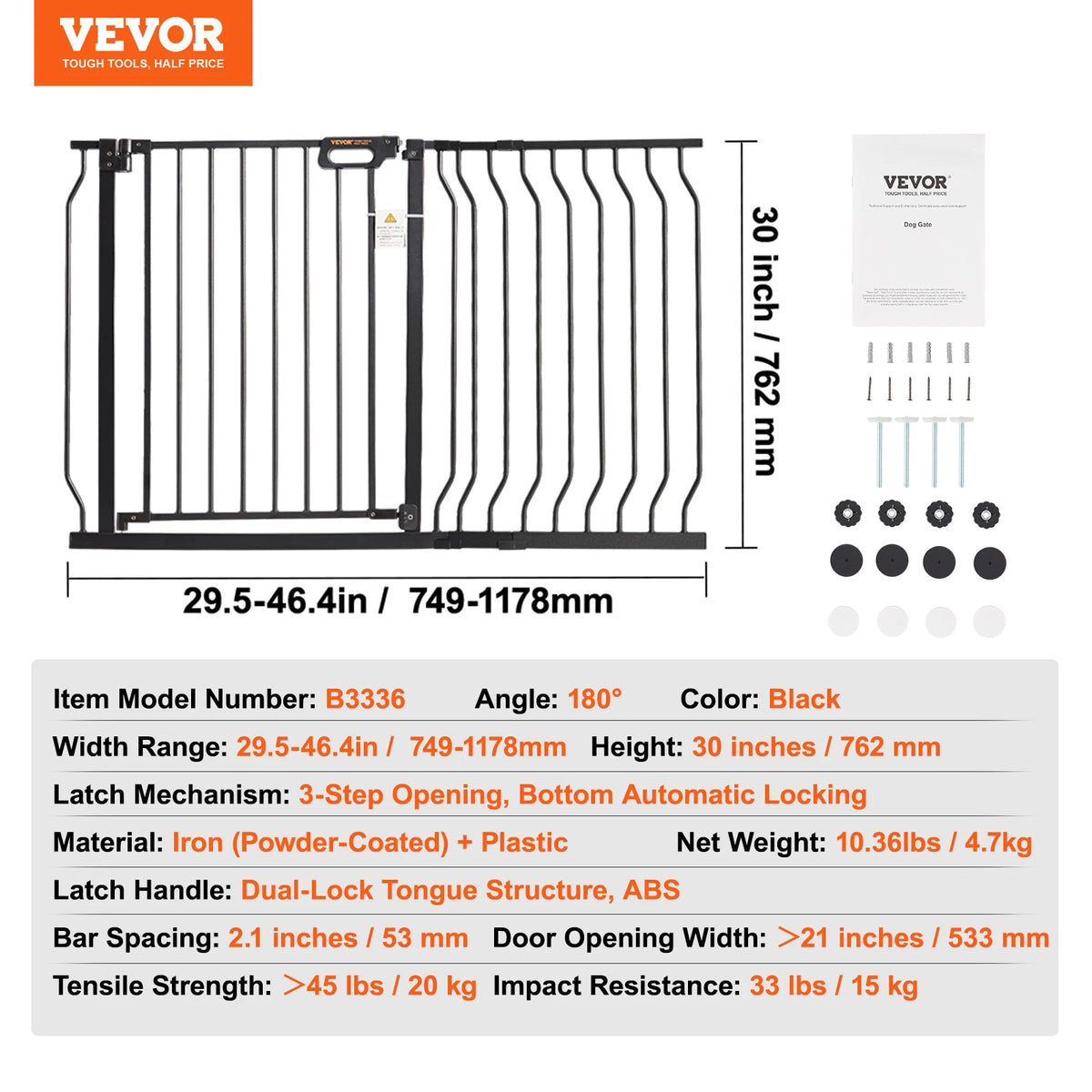 SucceBuy Pressure Mount Walk Thru Baby And Dog Safety Gate