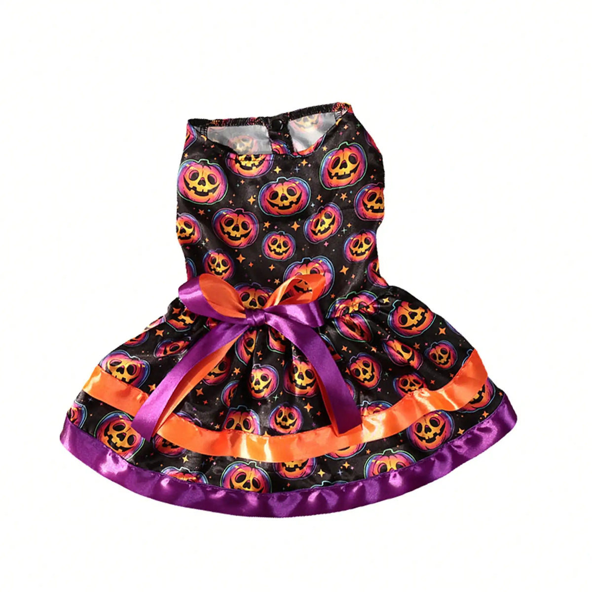 Funny Pumpkin And Skull Print Bowknot Dog Halloween Dress
